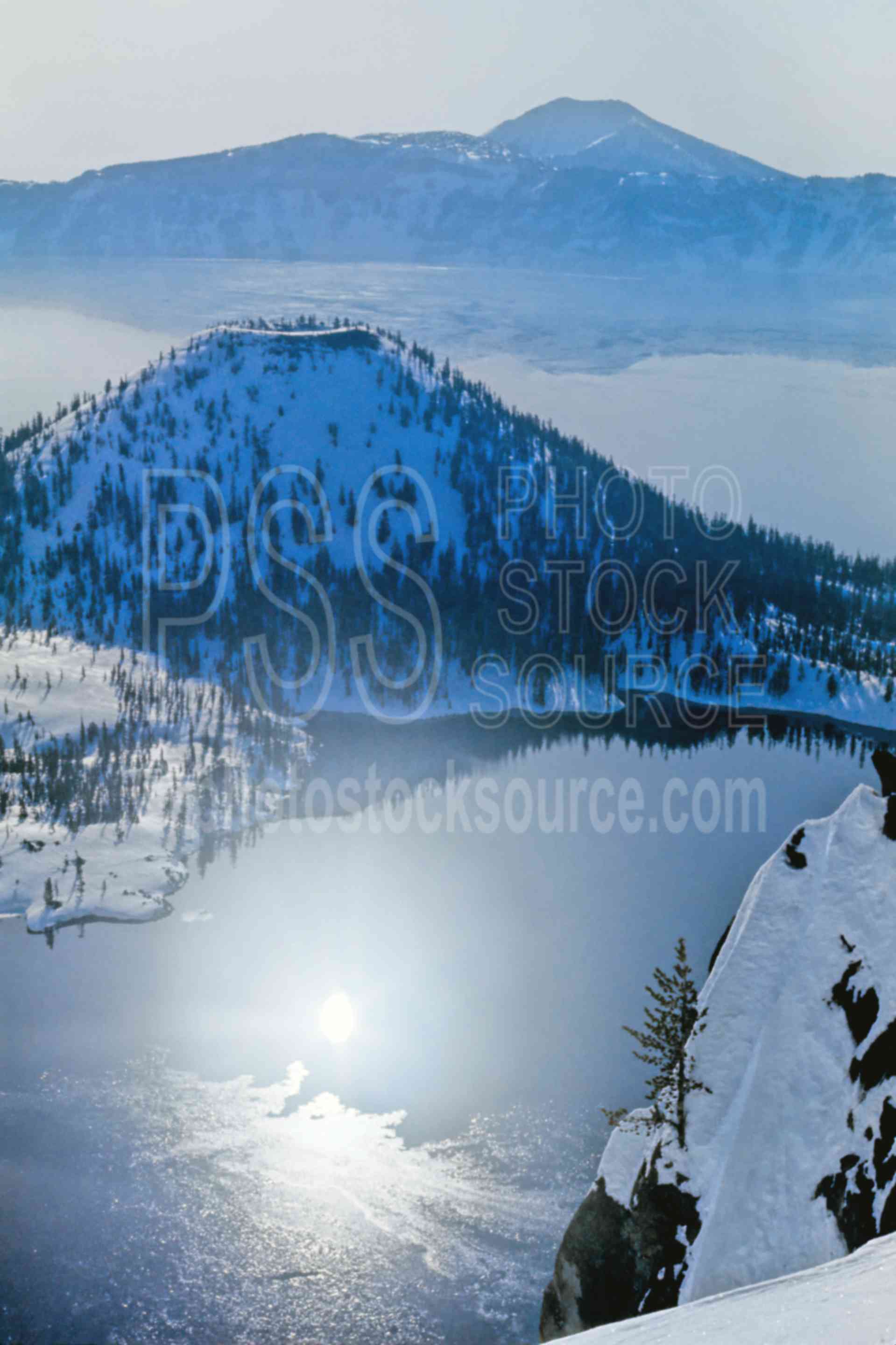 Crater Lake,snow,winter,lakes rivers,national park,nature