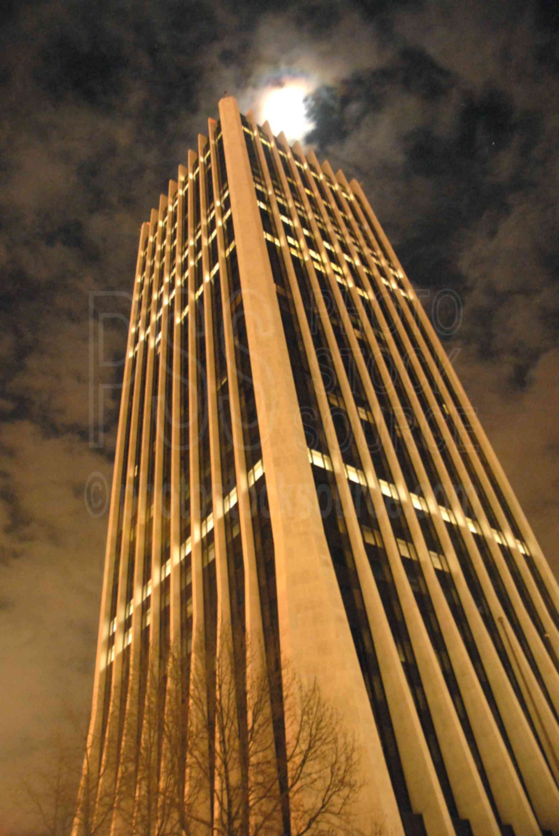 Wells Fargo Center at Night,night,tower,moon
