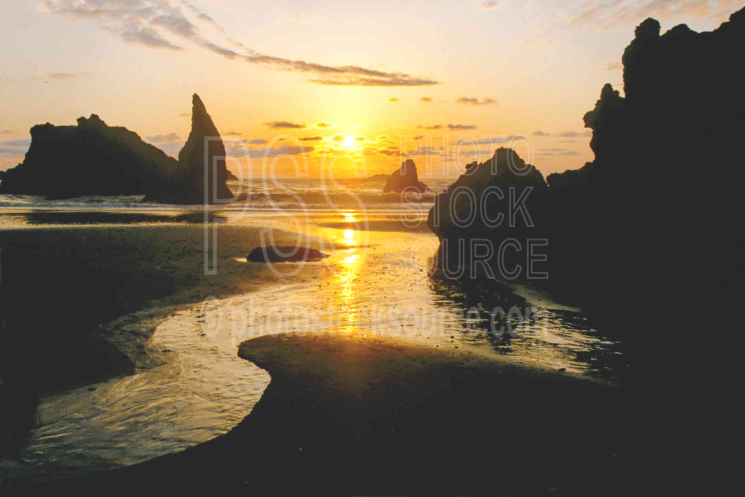 Sea Stack Sunset,beach,sea stack,sunset,usas,nature,seascapes,coast