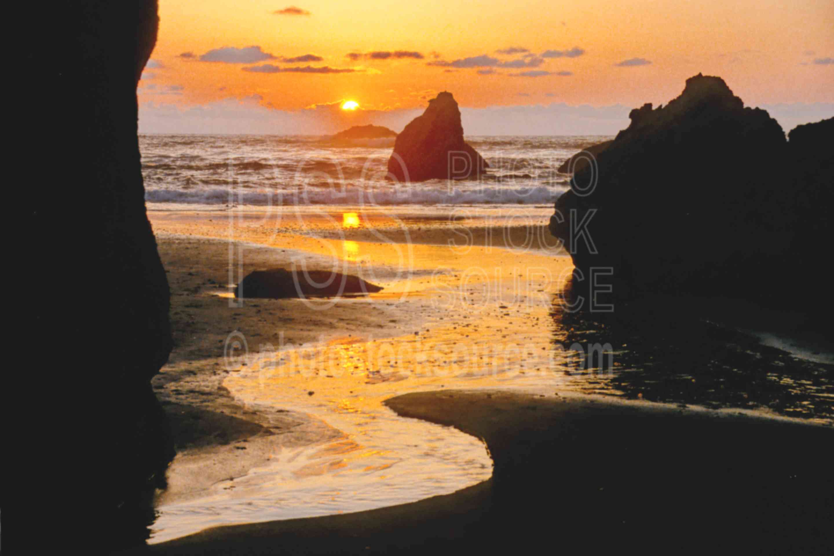 Sea Stack Sunset,beach,sea stack,sunset,usas,nature,seascapes,coast