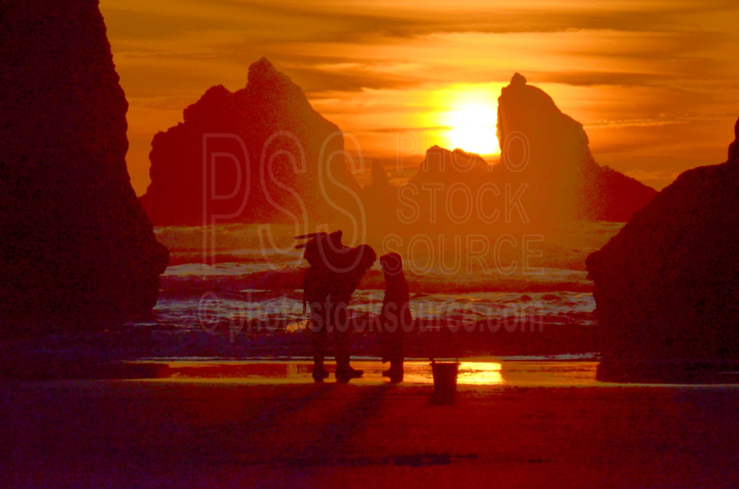 Sea Stacks at Sunset,sea stack,rock,beach,sunset,man