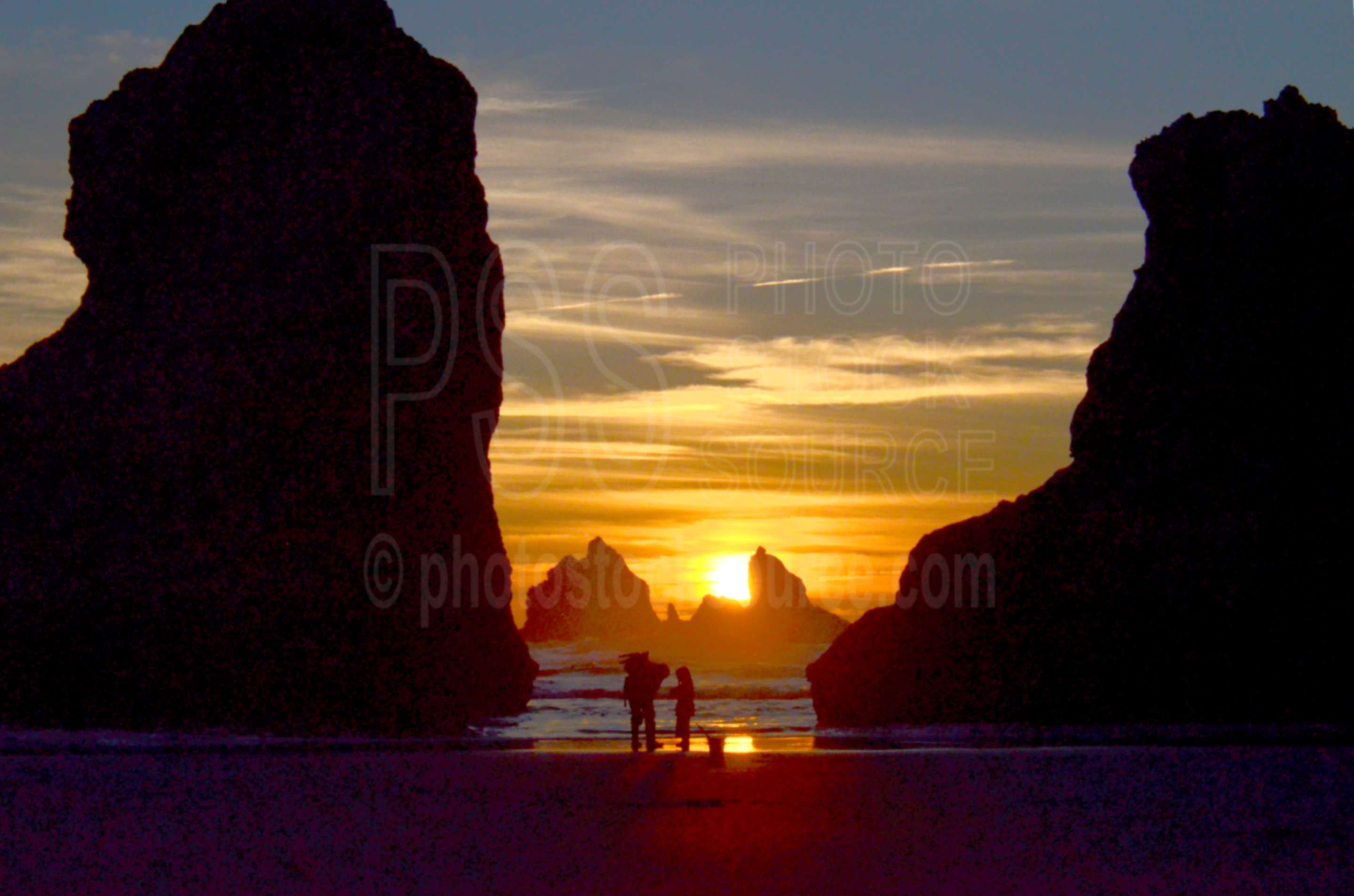 Sea Stacks at Sunset,sea stack,rock,beach,sunset,man