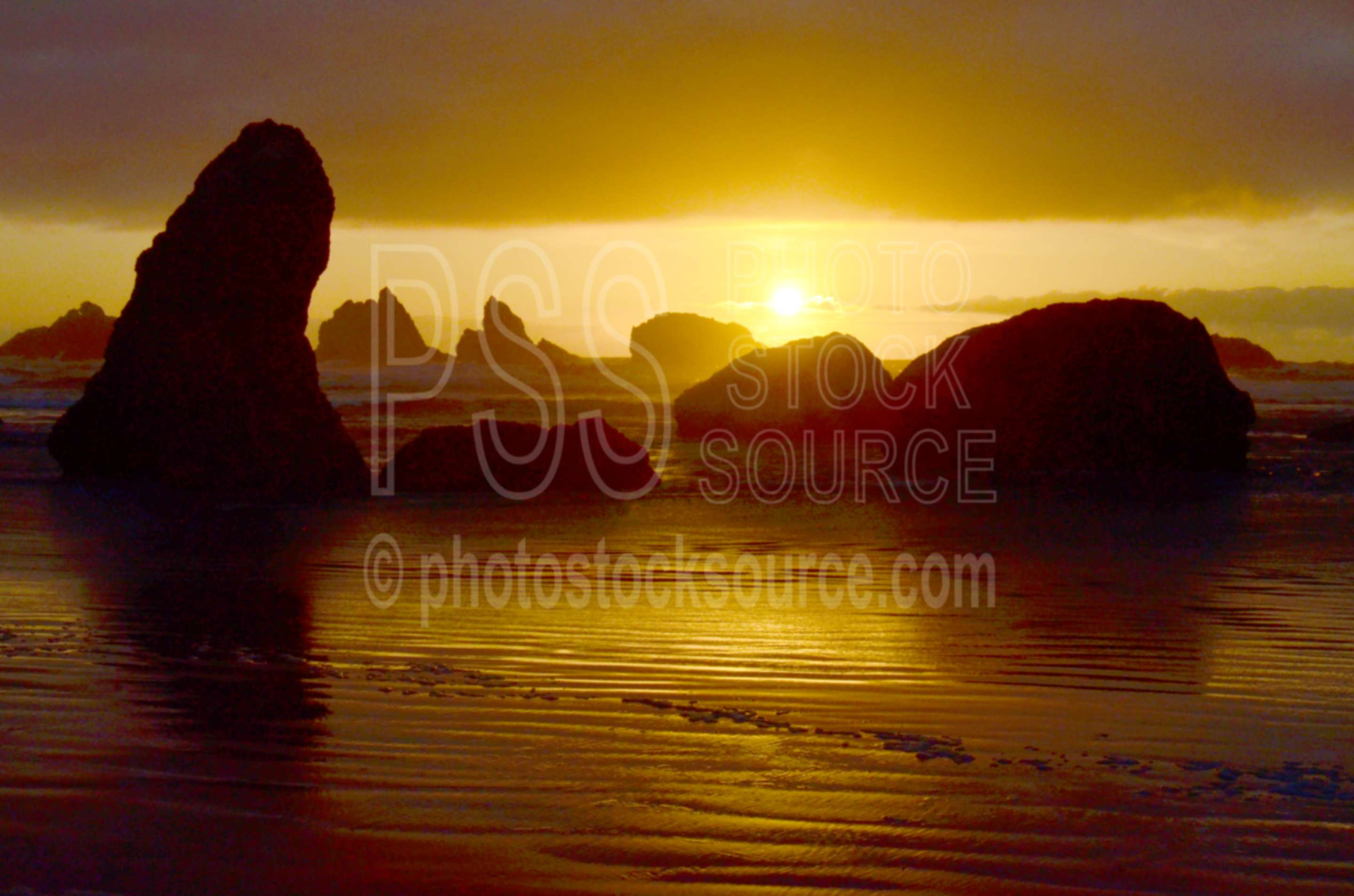 Rocks and Sunset,rock,beach,sand,sea stacks,clouds,sunset