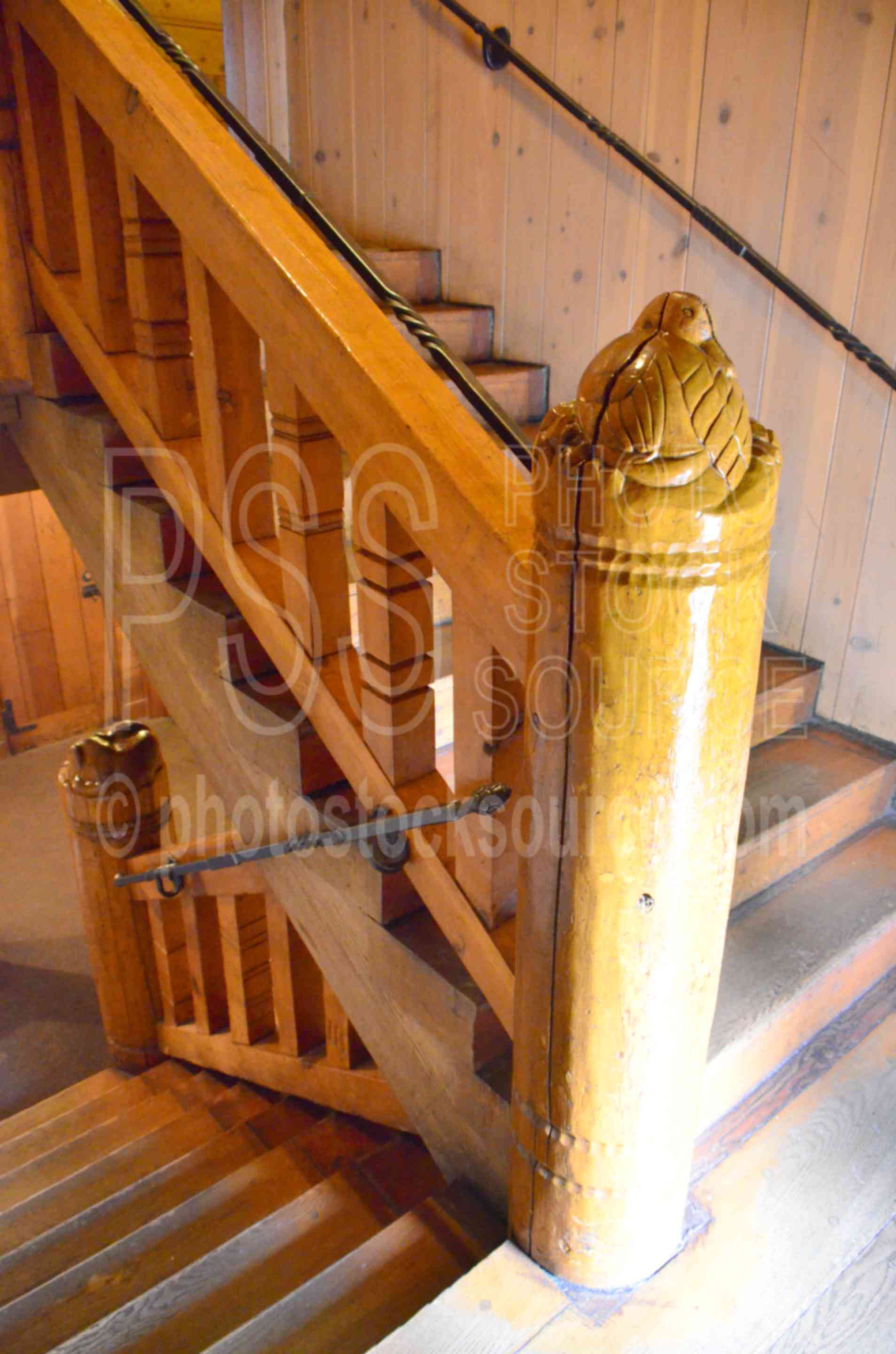 Carved Newel Post on Staircase,mt. hood,lodge,building,historic,historical,carved,newel,post,art,sculpture