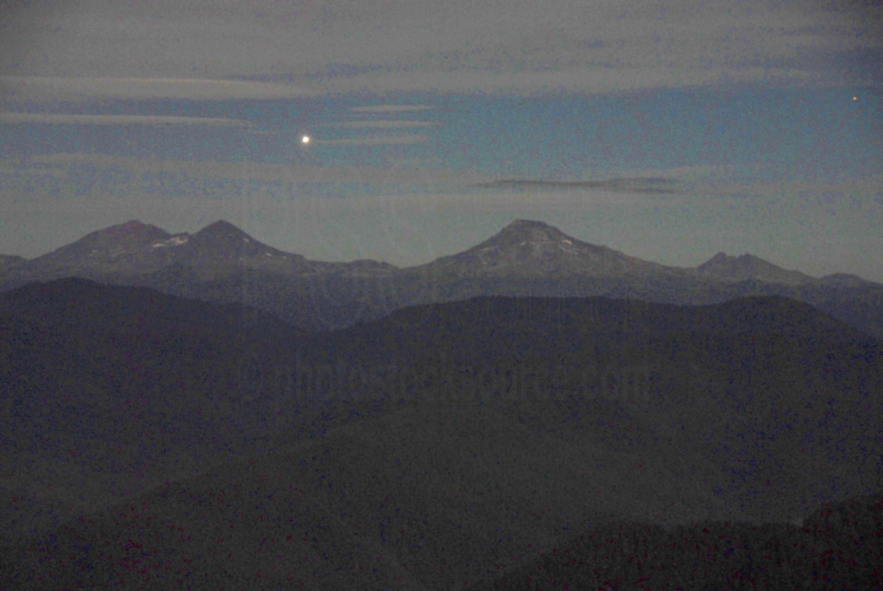 Venus over the Three Sisters,mountains,night,three sisters,planet